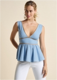 Venus Chambray Babydoll Top in Medium Wash Venus Chambray Babydoll Top in Medium Wash