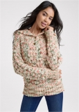 Venus VENUS | Popcorn Knit High Collar Sweater in White Multi Venus VENUS | Popcorn Knit High Collar Sweater in White Multi