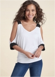 Venus Color Block Top in White & Black Venus Color Block Top in White & Black
