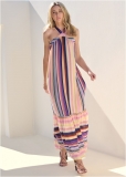 Venus Striped Tiered Maxi Dress - Multi Venus Striped Tiered Maxi Dress - Multi