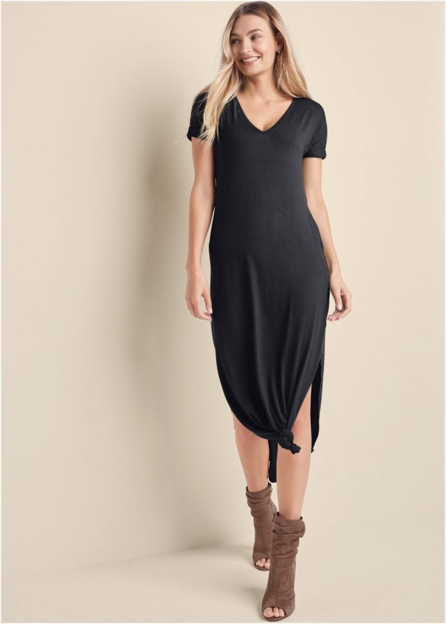 Venus Casual T-Shirt Maxi Dress - Black Venus Casual T-Shirt Maxi Dress - Black