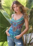 Venus Embellished Print Tank Top in Blue Multi Venus Embellished Print Tank Top in Blue Multi