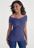 Venus Ribbed Skimming Neckline Top in Navy Venus Ribbed Skimming Neckline Top in Navy