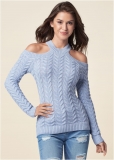 Venus VENUS | Halter Ribbed Sweater in Blue Multi Venus VENUS | Halter Ribbed Sweater in Blue Multi