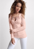 Venus Rhinestone Trim Cutout Top in Light Pink Venus Rhinestone Trim Cutout Top in Light Pink