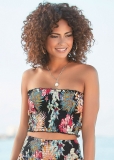 Venus Smocked Crop Top in Black Multi Venus Smocked Crop Top in Black Multi