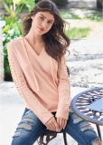Venus Pearl Cutout Sleeve Hoodie in Pink Venus Pearl Cutout Sleeve Hoodie in Pink