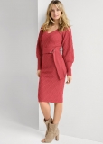 Venus Belted Midi Sweater Dress - Red Venus Belted Midi Sweater Dress - Red