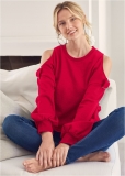Venus Bow Tie Sleeve Sweatshirt in Red Venus Bow Tie Sleeve Sweatshirt in Red
