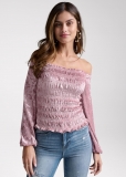 Venus Off The Shoulder Velvet Top in Pink Venus Off The Shoulder Velvet Top in Pink