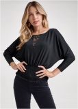 Venus Smocked Waist Blouson Top in Black Venus Smocked Waist Blouson Top in Black