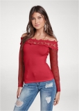 Venus Swiss Dot Lace Top in Red Venus Swiss Dot Lace Top in Red