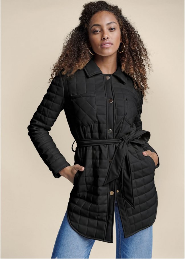 Venus Faux-Leather Shacket in Black Venus Faux-Leather Shacket in Black