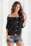 Venus Off-The-Shoulder Casual Top in Black Venus Off-The-Shoulder Casual Top in Black