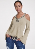 Venus Pearl Trim Bell Sleeve Top in Grey Venus Pearl Trim Bell Sleeve Top in Grey