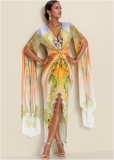 Venus Exaggerated Sleeve Dress - Yellow Multi Venus Exaggerated Sleeve Dress - Yellow Multi