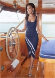 Venus Tie Dye High-Low Dress - Navy & White Venus Tie Dye High-Low Dress - Navy & White