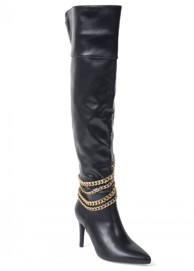 Venus Chain High Heel Boots in Black Venus Chain High Heel Boots in Black
