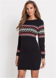 Venus Printed Sweater Dress - Black Multi Venus Printed Sweater Dress - Black Multi