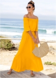 Venus Off-The-Shoulder Maxi Dress - Yellow Venus Off-The-Shoulder Maxi Dress - Yellow