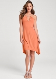 Venus Keyhole Detail A-Line Dress - Orange Venus Keyhole Detail A-Line Dress - Orange