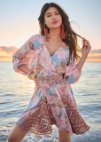 Venus Classic Cheetah And Tropical Floral Dress - Light Blue Multi Venus Classic Cheetah And Tropical Floral Dress - Light Blue Multi