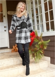 Venus VENUS | Sparkle Plaid Long Cardigan in Black & White Venus VENUS | Sparkle Plaid Long Cardigan in Black & White