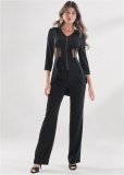 Venus Peek A Boo Cape Pant Set in Black Venus Peek A Boo Cape Pant Set in Black