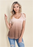 Venus Ombre Cold-Shoulder Top in Tan Multi Venus Ombre Cold-Shoulder Top in Tan Multi