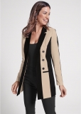 Venus Color Block Boyfriend Blazer in Black & Tan Venus Color Block Boyfriend Blazer in Black & Tan