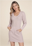 Venus Brushed Waffle Knit Dress in Pink Venus Brushed Waffle Knit Dress in Pink