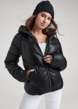 Venus Faux-Leather Puffer With Hood in Black Venus Faux-Leather Puffer With Hood in Black