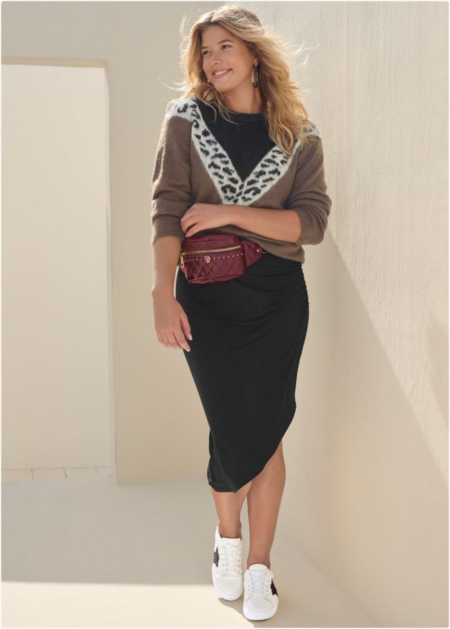 Venus VENUS | Leopard Stripe Sweater in Black Multi Venus VENUS | Leopard Stripe Sweater in Black Multi