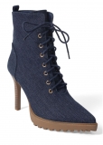 Venus Pointy Toe Lace-Up Booties in Denim Blue Venus Pointy Toe Lace-Up Booties in Denim Blue