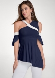 Venus Color Block Top in Navy & White Venus Color Block Top in Navy & White