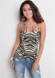 Venus Strappy Detail Top in Black Multi Venus Strappy Detail Top in Black Multi