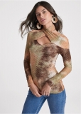 Venus Saharan Tie Dye Top in Brown Multi Venus Saharan Tie Dye Top in Brown Multi