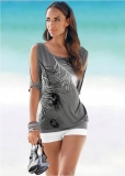 Venus Feather Cold-Shoulder Tee in Grey Venus Feather Cold-Shoulder Tee in Grey