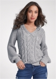 Venus VENUS | Lurex Cable Knit Sweater in Silver Venus VENUS | Lurex Cable Knit Sweater in Silver