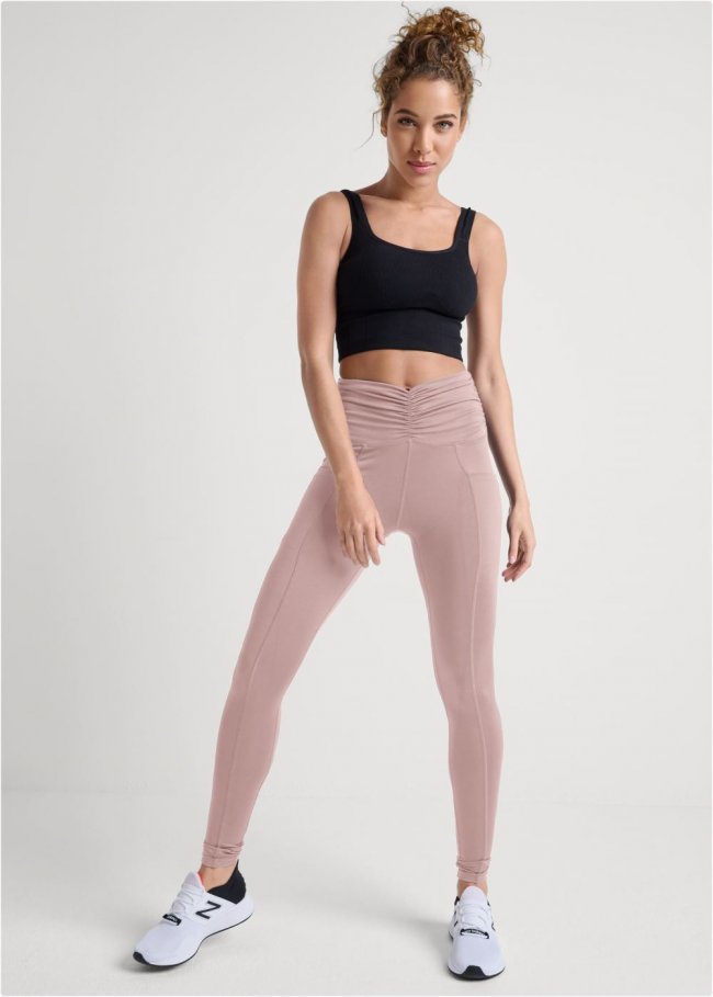 Venus Ruched Waist Leggings in Tan Venus Ruched Waist Leggings in Tan