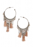 Venus Tassel Detail Hoop Earrings in Silver Venus Tassel Detail Hoop Earrings in Silver