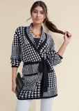 Venus VENUS | Houndstooth Wrap Cardigan in Black & White Venus VENUS | Houndstooth Wrap Cardigan in Black & White
