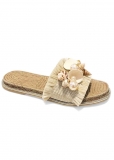 Venus Shell Detail Slide Sandals in Cream Venus Shell Detail Slide Sandals in Cream