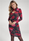 Venus Mock-Neck Casual Dress - Black Multi Venus Mock-Neck Casual Dress - Black Multi