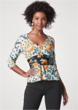 Venus Rose And Polka-Dot Top in White Multi Venus Rose And Polka-Dot Top in White Multi