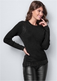 Venus VENUS | Stud Trim Sweater in Black Venus VENUS | Stud Trim Sweater in Black