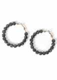 Venus Beaded Sparkle Hoop Earring in Black Multi Venus Beaded Sparkle Hoop Earring in Black Multi