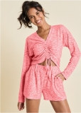 Venus Cinched Top And Shorts Set in Coral Venus Cinched Top And Shorts Set in Coral