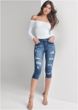Venus Medium Wash RIPPED CAPRI JEANS Venus Medium Wash RIPPED CAPRI JEANS