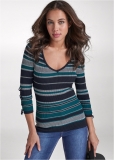 Venus VENUS | Striped Sweater in Black Multi Venus VENUS | Striped Sweater in Black Multi